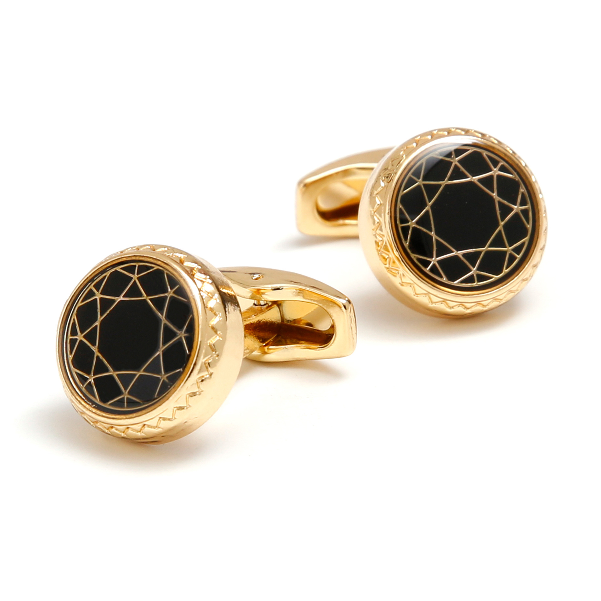 Men's cufflinks cross-border French fashion pattern round gold casual button jewelry 1 pair in stock wholesale
