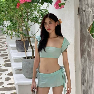 游泳衣 女士高级感分体三件套比基尼纯欲泡温泉韩国ins风防晒泳装