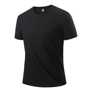 Quick-Drying Clothing for Men and Women Summer Short-Sleeved Outdoor Sports Pure Color Work Clothes Loose Round Neck T-Shirt Marathon T-Shirt Running