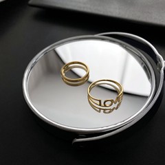 字母love素戒兩件套個性時尚輕奢百搭鈦鋼材質幾何不掉色戒指女式