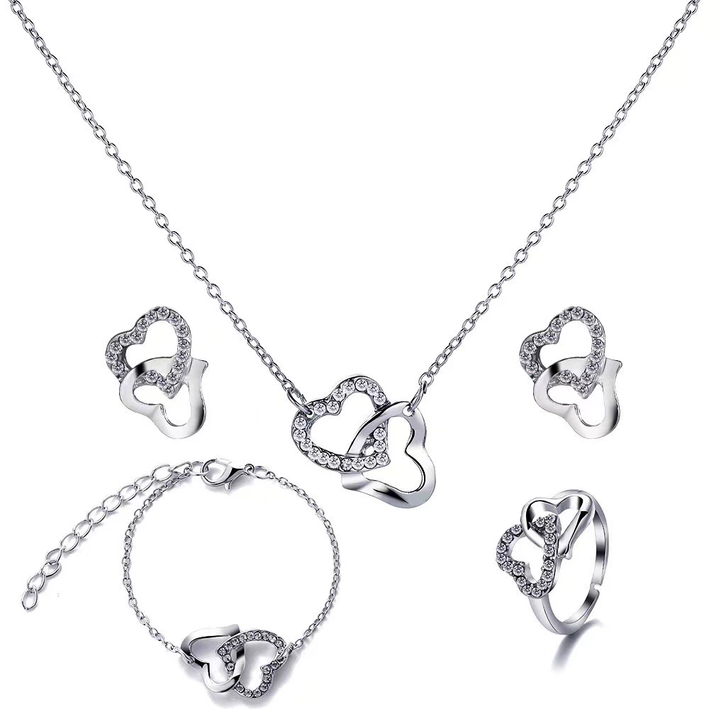 Creative accessory, stone inlay, necklace, chain, bracelet, ring, set, (Cross-border trading), 4 piece set