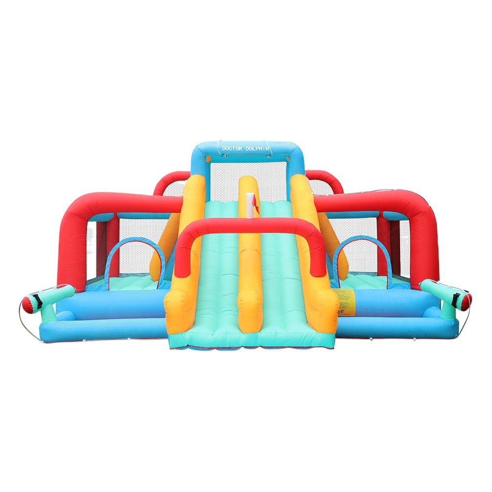 Castillo inflable para niños Doctor Dolphin, parque acuático inflable con doble tobogán para el hogar, castillo inflable interior con trampolín