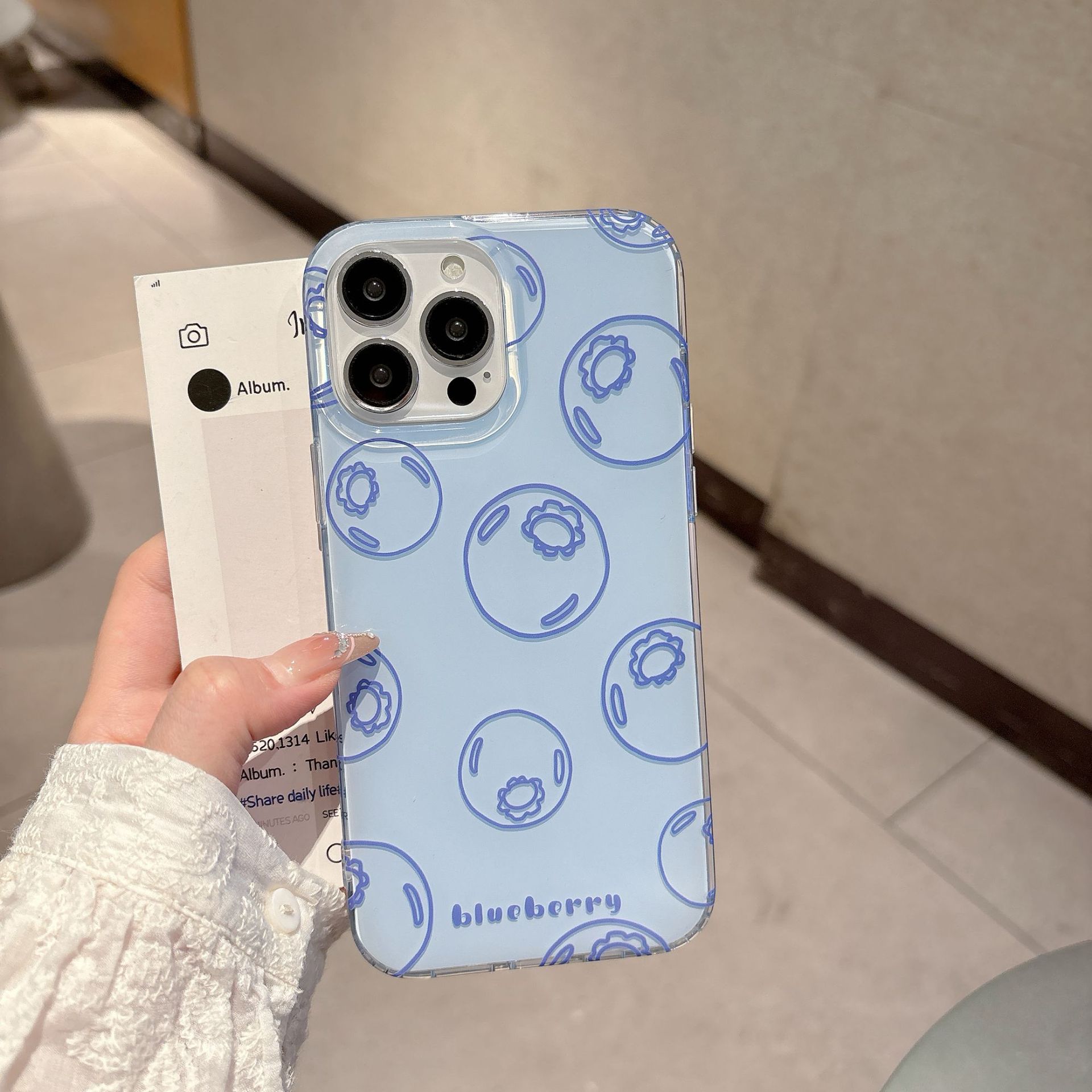 Divertido bolso de compras arándano apple 16ProMax funda para teléfono móvil 15Pro fruta 14/13 soporte 15PM hembra
