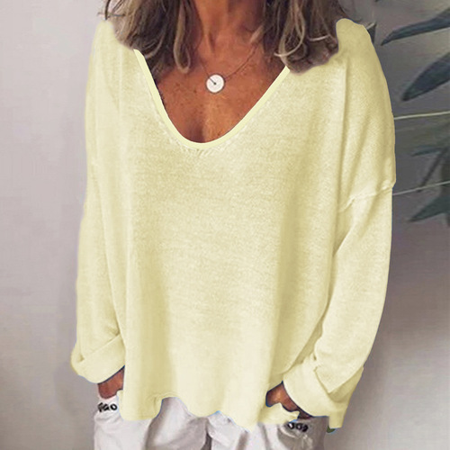 2026 Bestselling U-neck Long-sleeve Women's Top Spring Bestselling Elegant Solid Color Versatile T-shirt for Women