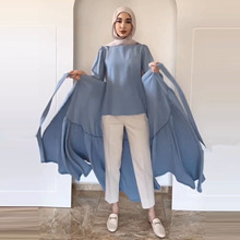 现货中东阿拉伯穆斯林迪拜2024春新款时尚长袖系带半身连衣裙套装