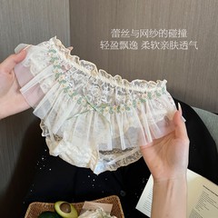 可爱裙摆~轻盈飘逸少女蕾丝内裤女柔软亲肤透气网纱裙边女三角裤