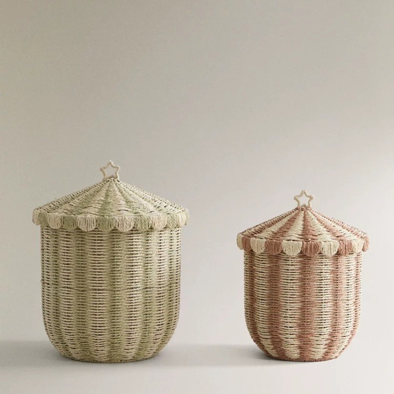 Ins北欧風手編み風床置き収納かご籐編みテーブル編みバスケット家庭用玩具スナック雑多|undefined