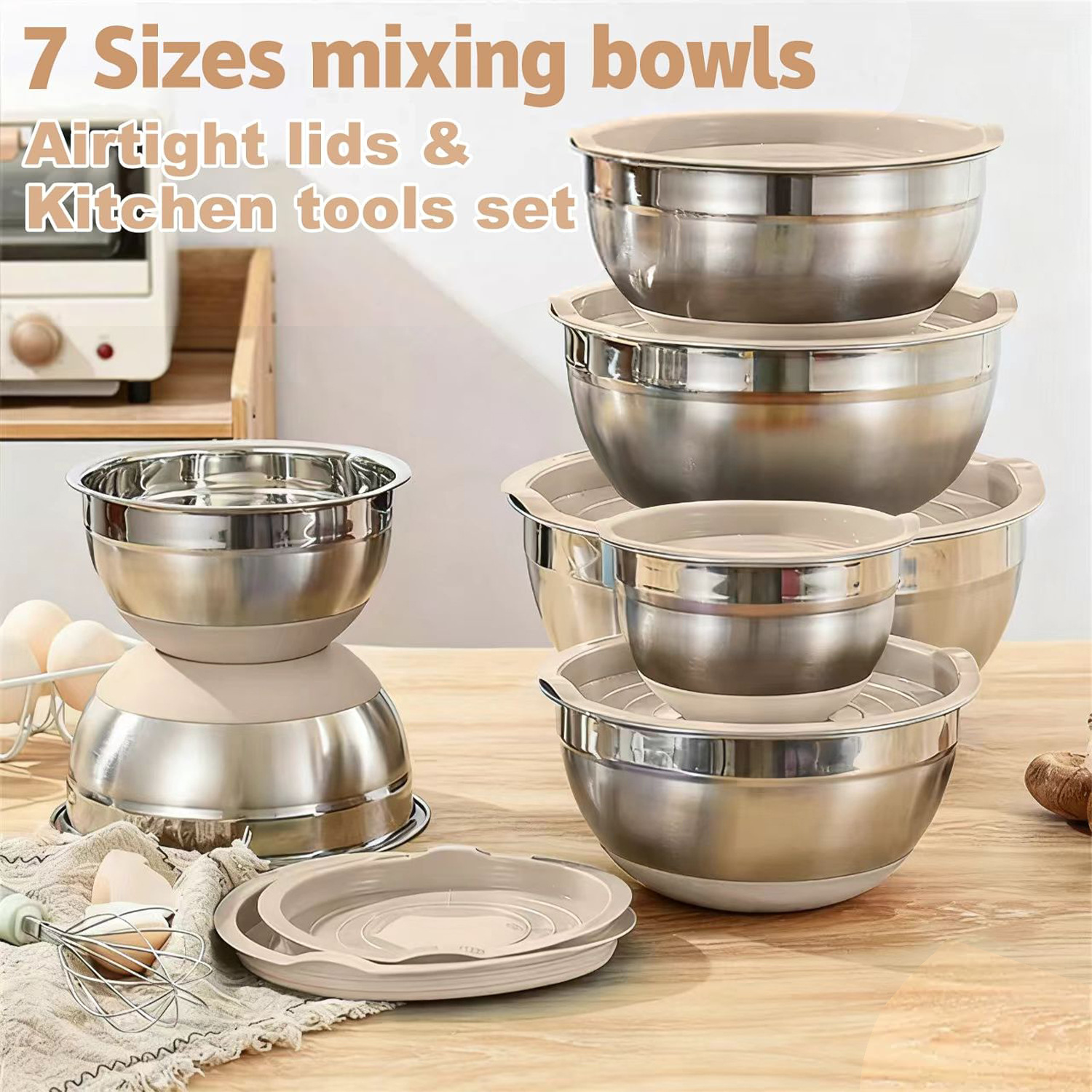 Cuencos con tapas herméticas al aire, manchas de acero metal Otros cuencos de acero inoxidable No