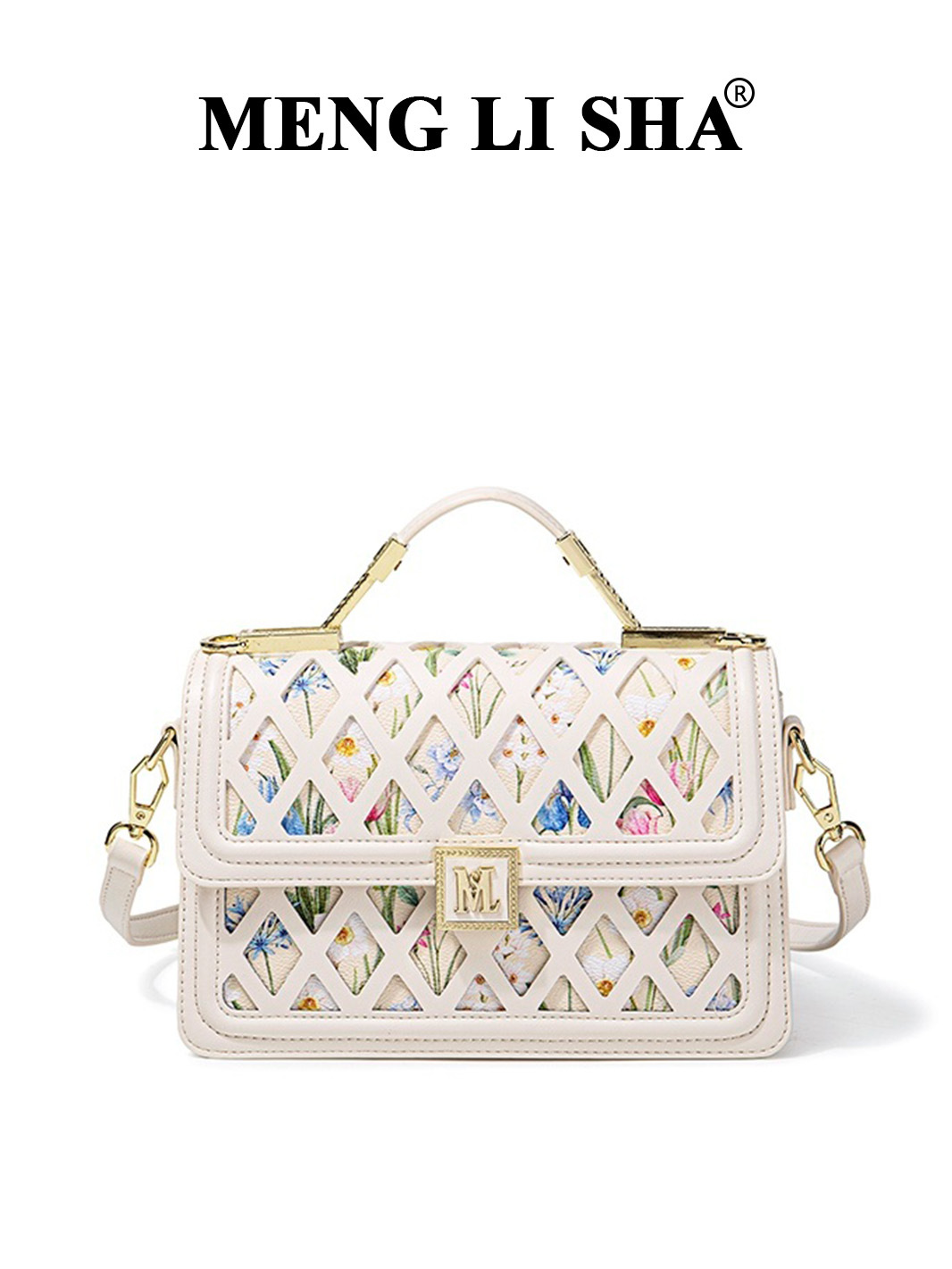 2026 New Women's Bag, Stylish and Simple Design, Hollow Floral Pattern, Single Shoulder Crossbody Small Square Bag, Fashionable Versatile Handbag