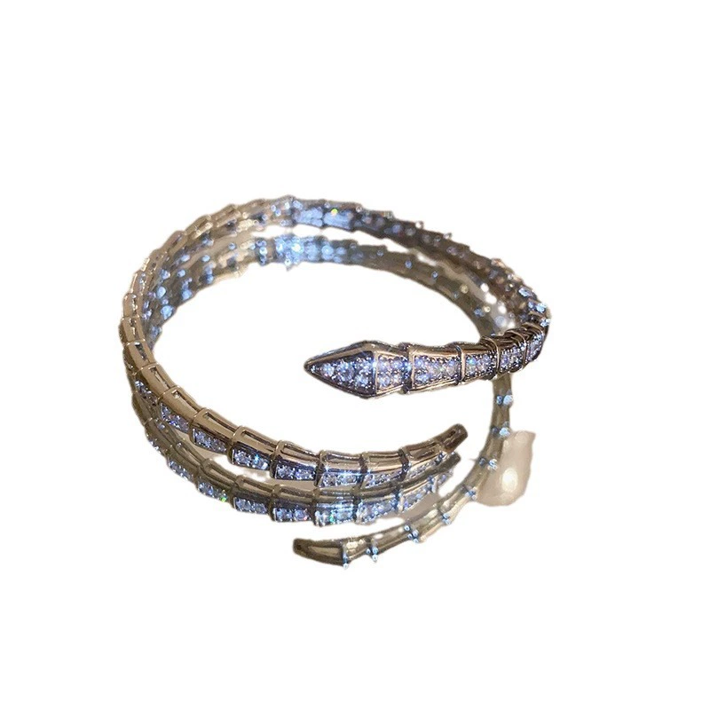 Zirconium Women's Bracelet, Elegant Light-Luxury Design, Crystal-Set Bangle, 10×7×1 cm