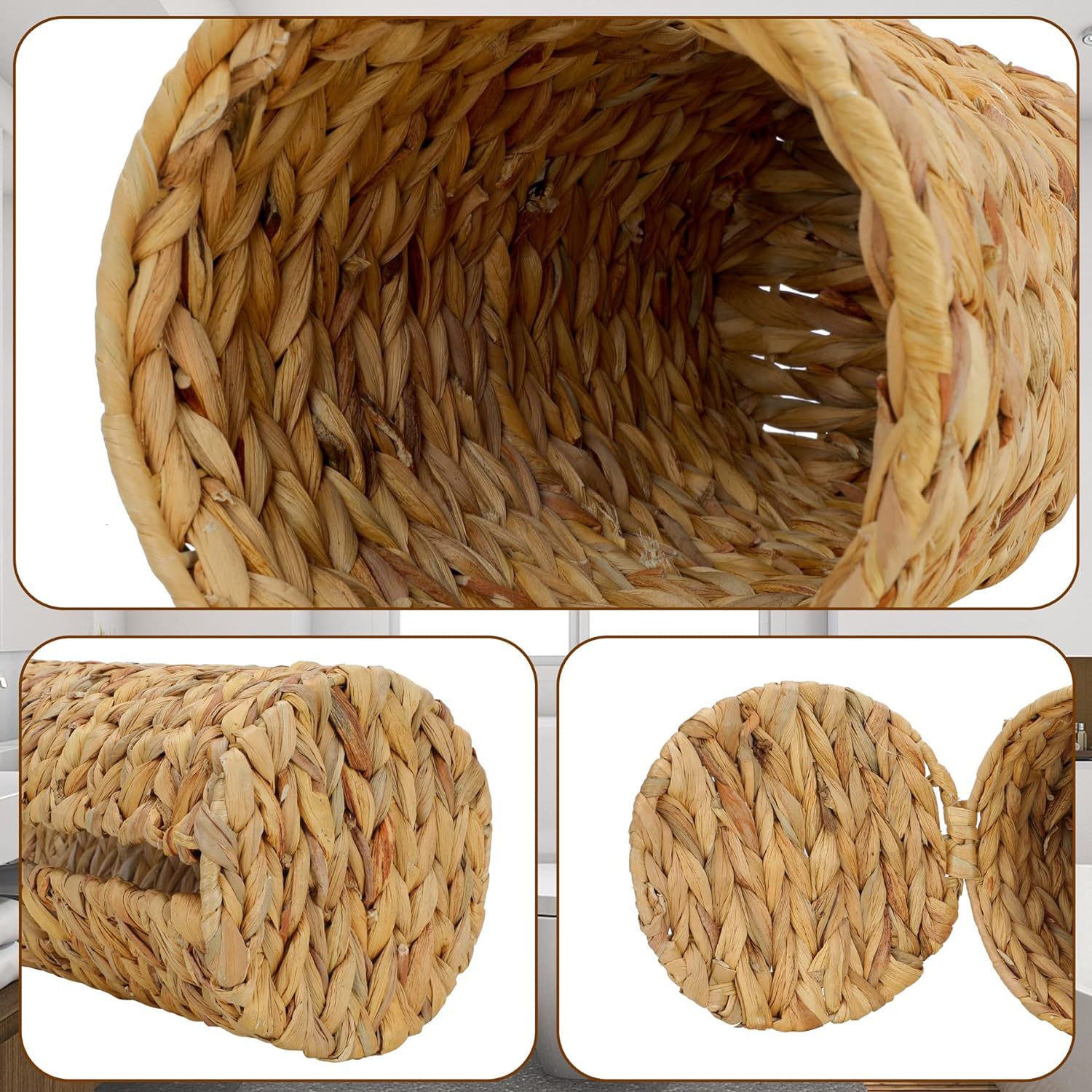 Cesta de almacenamiento de tejido de paja de calabaza de agua de tejido de paja Cesta de almacenamiento de toallas de baño almacenamiento de almacenamiento de cocina de stock natural
