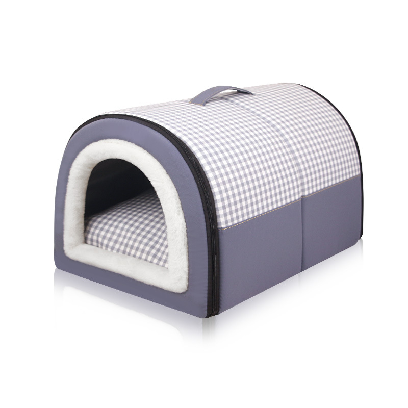 Invierno engrosada caliente Four Seasons universal semi-cerrado extraíble y lavable de doble uso de tamaño pequeño y mediano nido de gato nido de perro nido de Mascota
