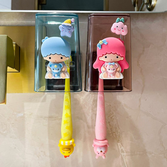 Children's mouthwash cup cartoon cute wall-mounted punch-free toothbrush cup creative toothbrush holder paste storage rack couple