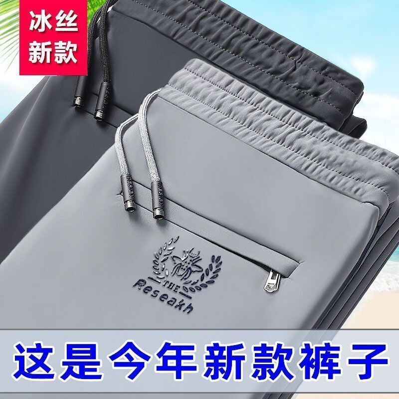 Ice Silk Pants Men's Summer Straight Quick-drying Trendy Thin Business Long Pants Men's Sports Casual Pants