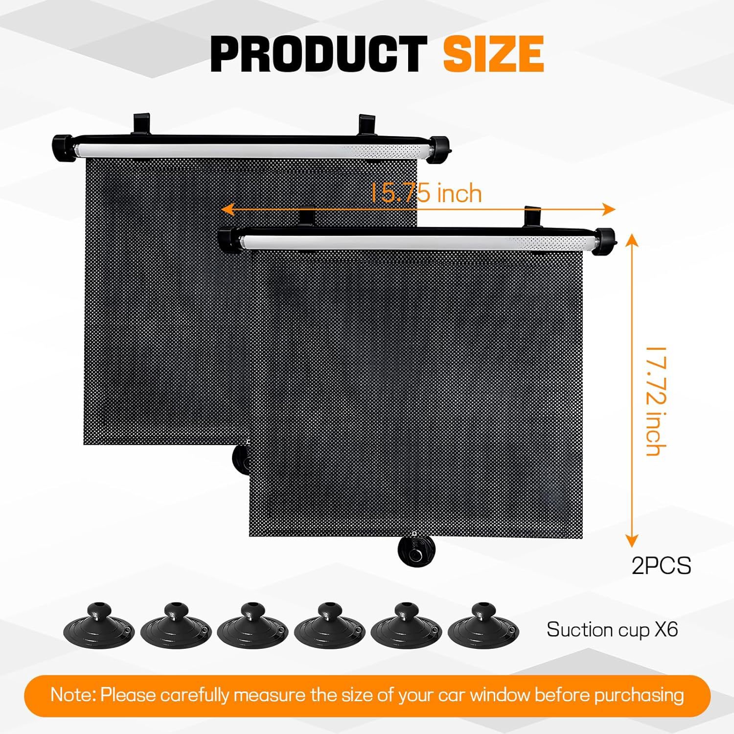 Amazon Cross-Border Best-Selling Factory-Selling Retractable Car Window Sunshade Roll-Up Style Suction Cup Sunshade Car Sunshade