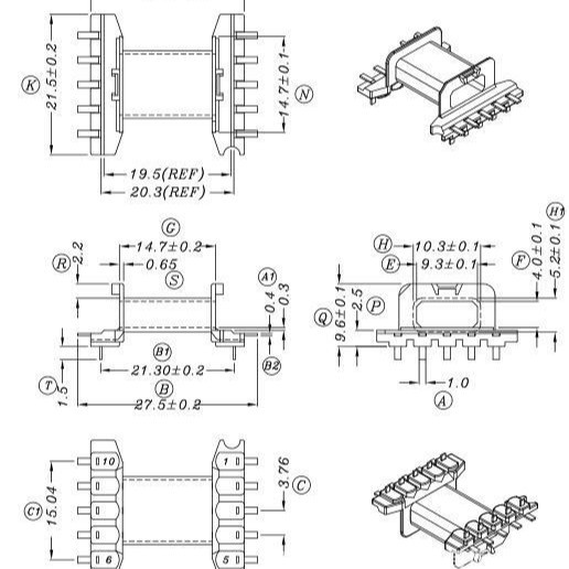 EFD20骨架滤波器骨架EFD20骨架BOBBIN开放式变压器卧式电源干式心