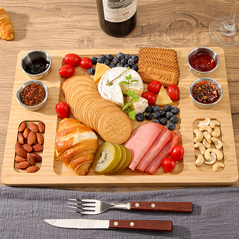 Tabla de cortar de bambú multifuncional tabla de cortar verduras casera snack snack bandeja de fiesta bandeja creativa