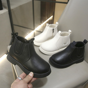 2025 New Autum Boys' Fashionable Casual Versatile Soft-Soled Boots for Girls British Style Boots Small Leather Boots