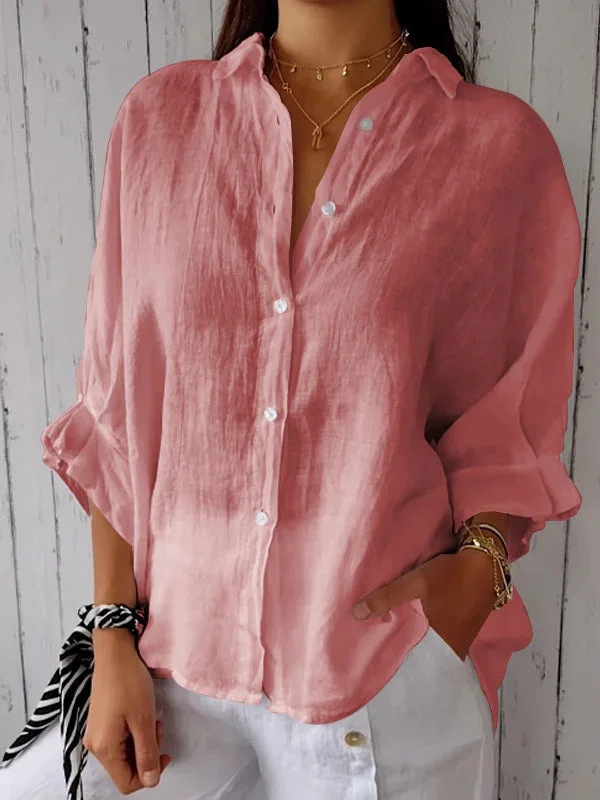 Women's Blouse Long Sleeve Blouses Button Casual Solid Color display picture 8