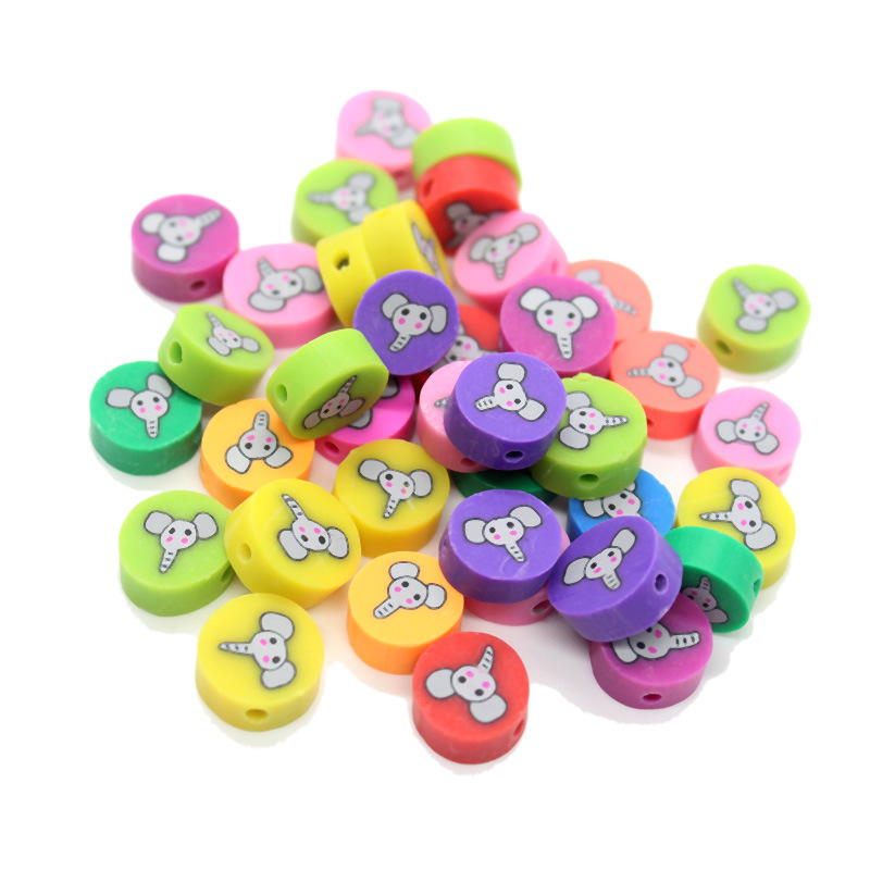 Cuentas de cerámica suave DIY, caras sonrientes, sueltas para pulseras y collares