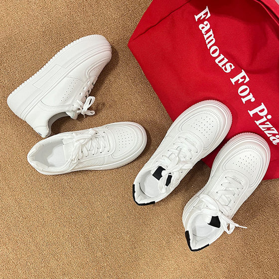 Foreign trade thick-soled small white shoes 2024 autumn new retro students increased solid color round head casual sneaker wholesale