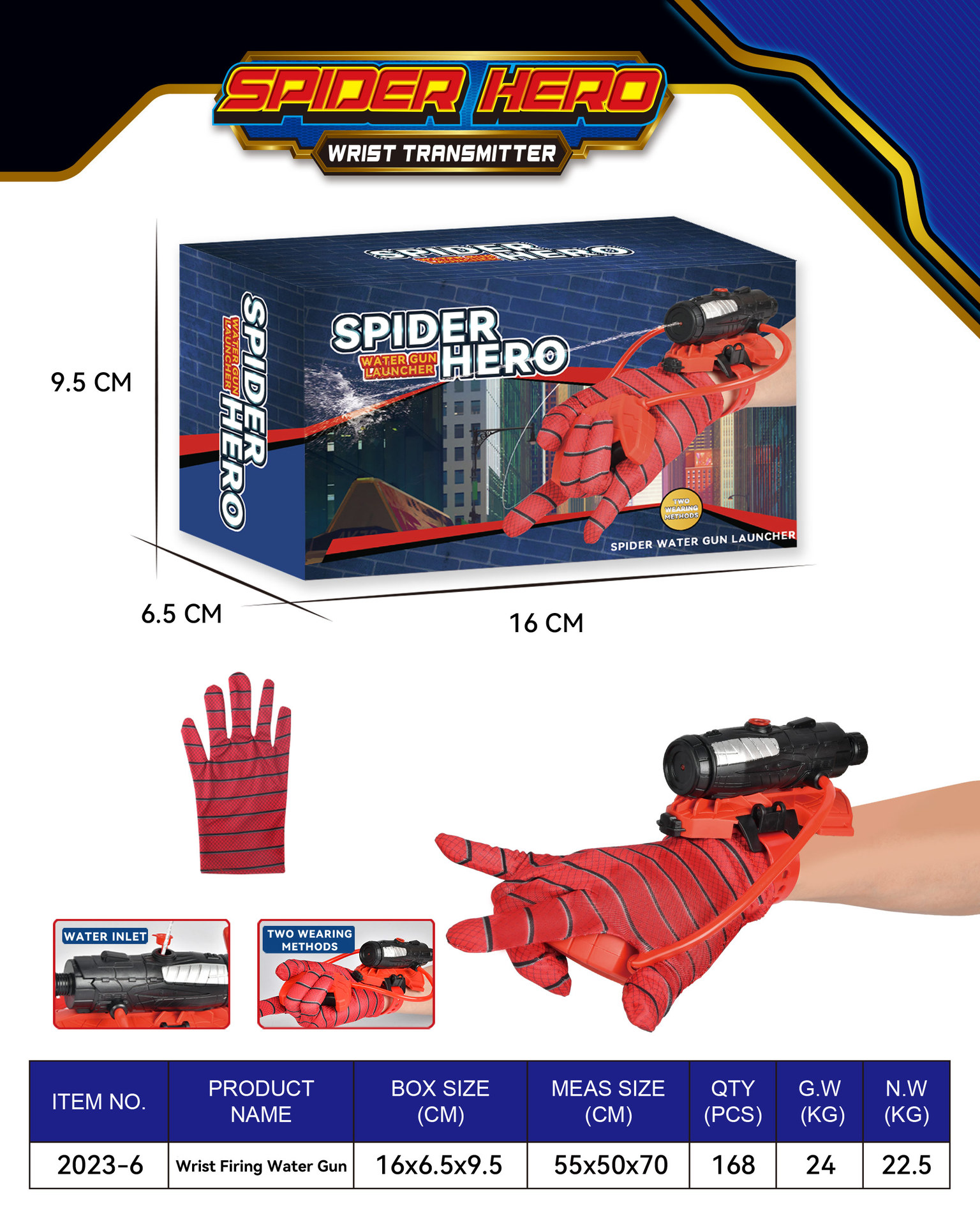 Transfronteriza Araña transmisor de la muñeca de los niños portátiles Araña guantes juguetes de agua manual de Prensa continua de pelo pistola de agua