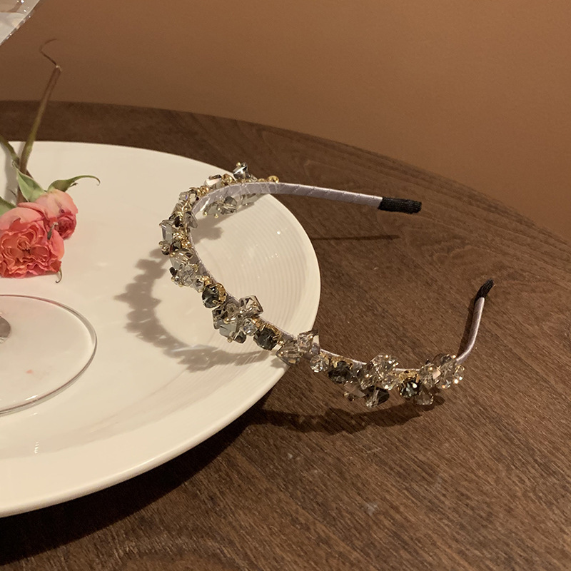 贵女范儿 轻奢重工水钻波浪发箍女高级感带齿防滑高颅顶头箍发卡|undefined