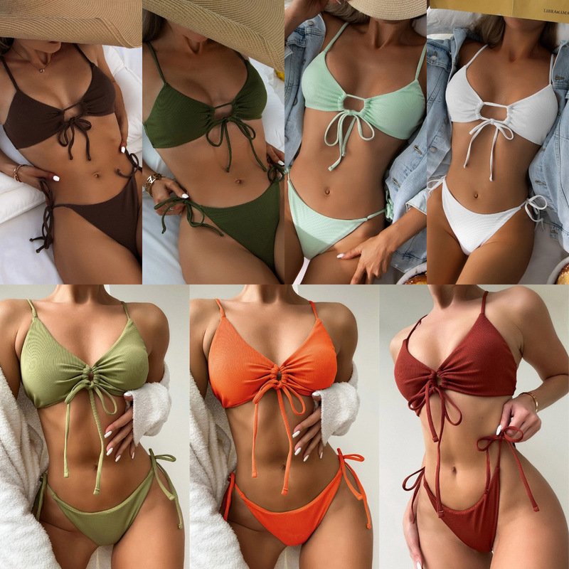 26 New Models of Sexy Two-Piece Swimsuits for Women on Aliexpress, European and American Style Three-Point Strap Bikini Set