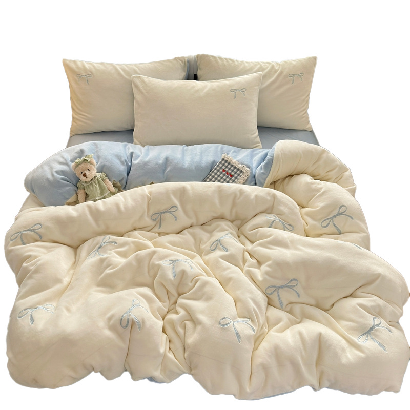 Invierno de color sólido leche cubierta de edredón de invierno 150x200 cubierta de edredón de coral de brida para una sola persona más edredón