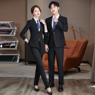 Black Suit Women's Spring and Autumn Temperament Formal Suit Business Men and Women Same Style Professional Manager High-end Spring and Autumn Work Clothes