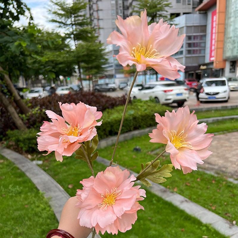 Simulación del Día de San Valentín rosa fabricante 3 sola rama multi-cabeza rosa decoración de la boda flor falsa al por mayor