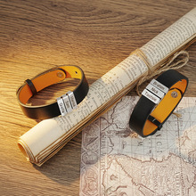 亚马逊热卖皮质DIY刻字手环送爸爸黑色手镯手链个性ins手饰男皮革