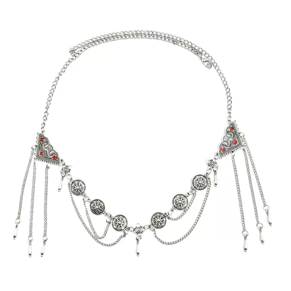 New Exotic Ethnic Style Kazakh Forehead Chain Xinjiang Retro Geometric Long Tassel Hanfu Headdress