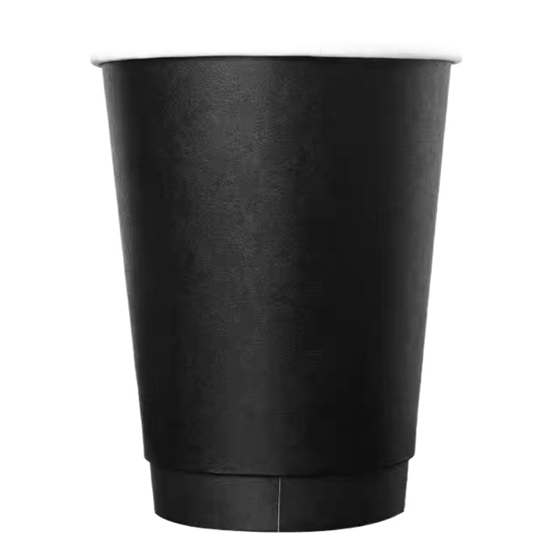 Thickened double-layer milk tea paper cup hollow cup coffee cup disposable take-out packaging cup hot drink cup with lid wholesale