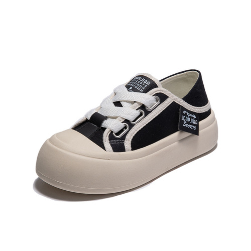  new summer thick-soled canvas shoes for female students, casual half-mug white shoes, breathable and versatile sneakers TMY605