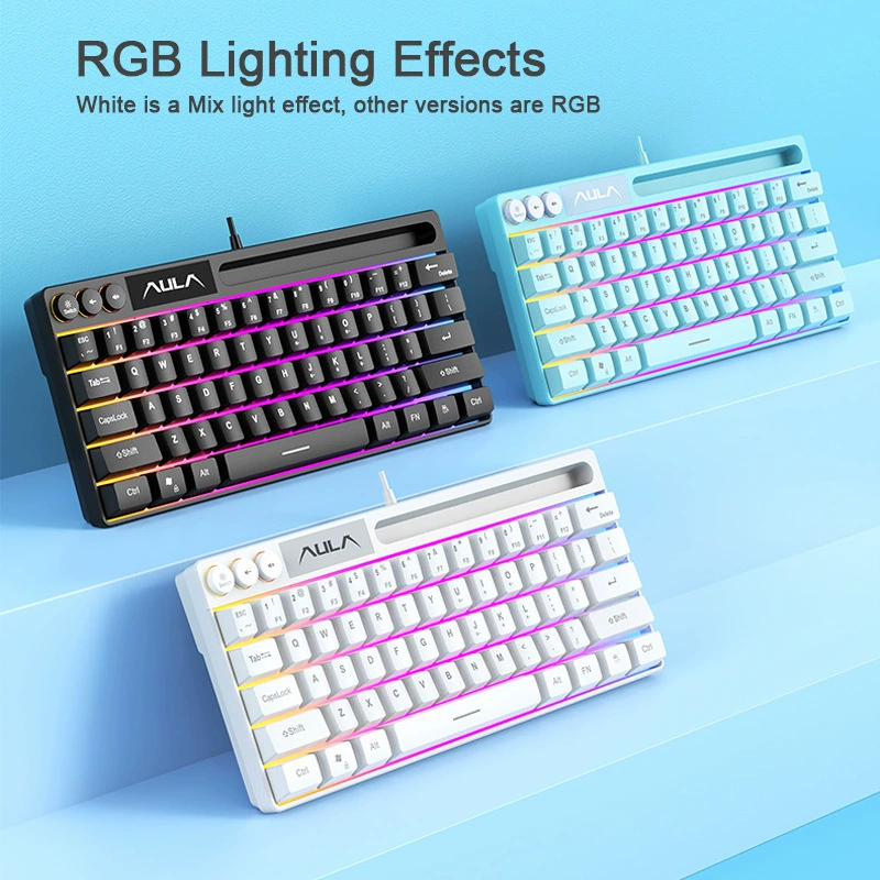 Проводная игровая клавиатура (AULA) F3061, 61 клавиша, мембранная, RGB, компактная 60%