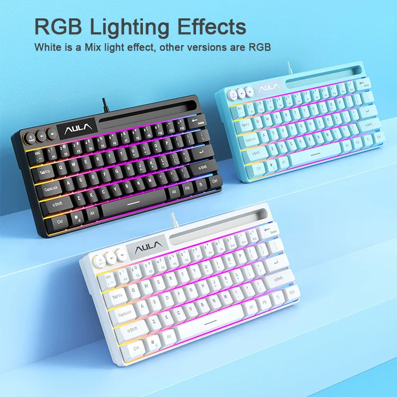 Проводная игровая клавиатура (AULA) F3061, 61 клавиша, мембранная, RGB, компактная 60%