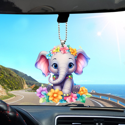 Cross-border new creative cute animals owl elephant car pendant hanging acrylic car interior wholesale