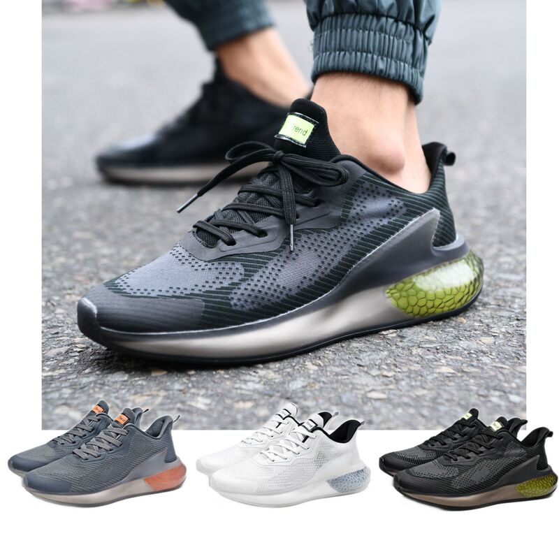 Cross-Border Crystal Popcorn Summer New Breathable Fly-Knit Mesh Shoes Men's Sports Casual Shoes Korean Style for Men