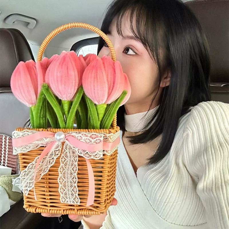 Готовый тюльпан скручивает цветочную корзину креативный свежий ветер дарит подарок ко Дню Святого Валентина 520 Выпускной