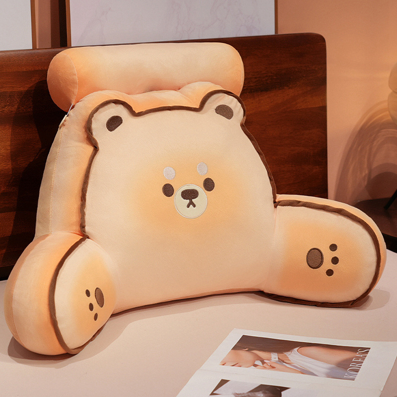 Mantequilla de galletas cojín de gato cabecera de la cama bolsillo de cama grande para jugar con el teléfono móvil cojín de respaldo cojín de respaldo cojín desmontable y lavable
