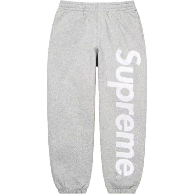 SUPREME SWEAT PANTS, callejera, callejera para hombres, pantalones sueltos de terciopelo, pantalones deportivos casuales.