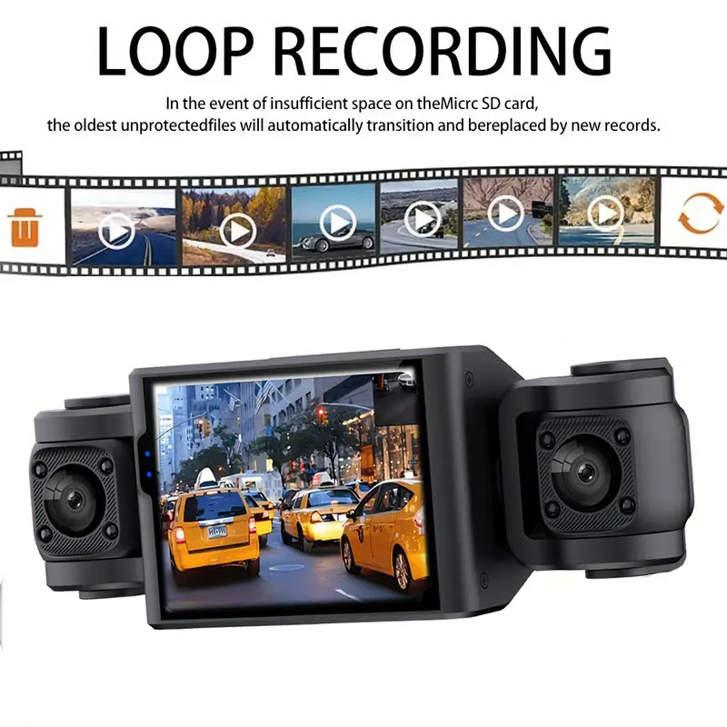 Cross-Border Hot Product Hd 1080P Four-Lens Driving Recorder Ips Screen Dvr in Front of the Car, Left and Right in the Car, and Behind the Car