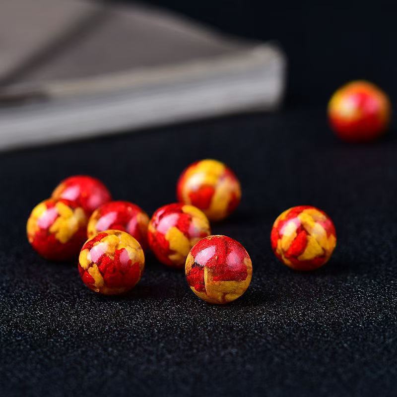 天然原矿朱砂散珠紫金砂圆珠帝王红砂手链串珠珠子散珠文玩配珠|undefined