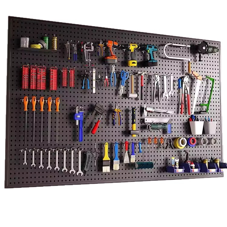 Tablero de agujeros de pared de herramientas Placa colgante universal Estante de almacenamiento Estante de pared Placa de perforación Estante de acabado de acero inoxidable