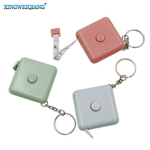 Nordic style simple automatic retractable square ruler, metric and British system, portable mini keychain small tape measure