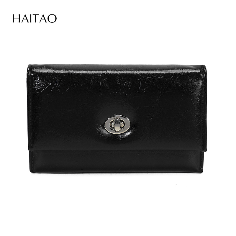 Nuevo tipo de billetera de mujer transfronteriza tres plegables cera de aceite billetera de cuero de gran capacidad multi-tarjeta de alta calidad billetera de cambio para mujeres