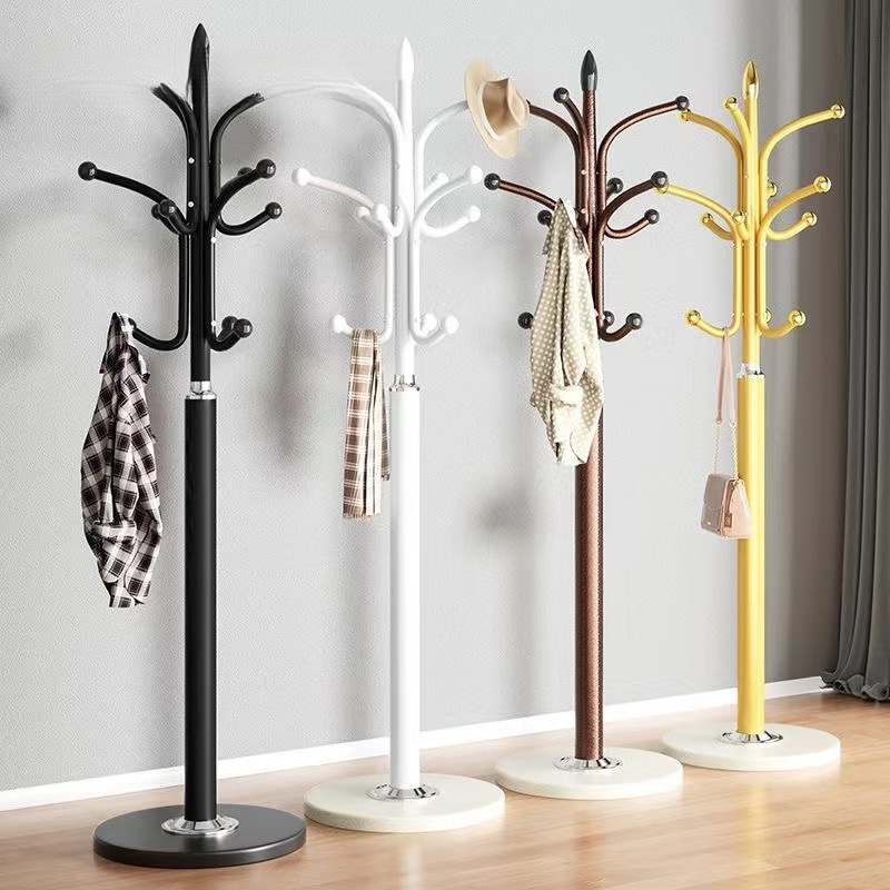 New European-Style Light Luxury Coat Rack Marble Floor-Standing Clothes Rack Bedroom Living Room Iron Simple Vertical Hanging