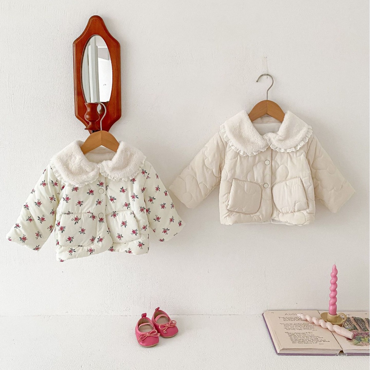 Abrigo de niñas ropa de invierno 2023 nuevo estilo occidental ropa acolchada de algodón para niños bebé acolchado cálido ropa acolchada de algodón Chaqueta acolchada de algodón para niños de invierno