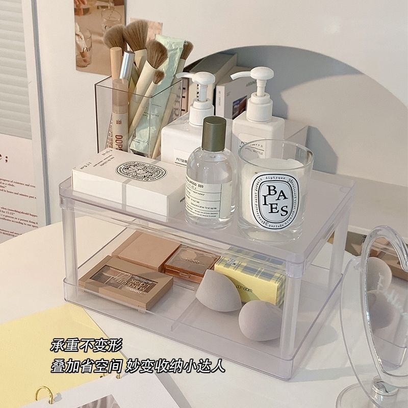 Estante de escritorio de doble capa de dormitorio cosméticos de oficina estante de almacenamiento de artículos diversos dormitorio de estudiantes artefactos mágicos estante de acabado pequeño